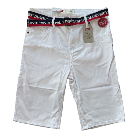 NWT | Levi's 511 Slim Shorts-White Junior Boys 20 Regular W30 - Picture 1 of 7